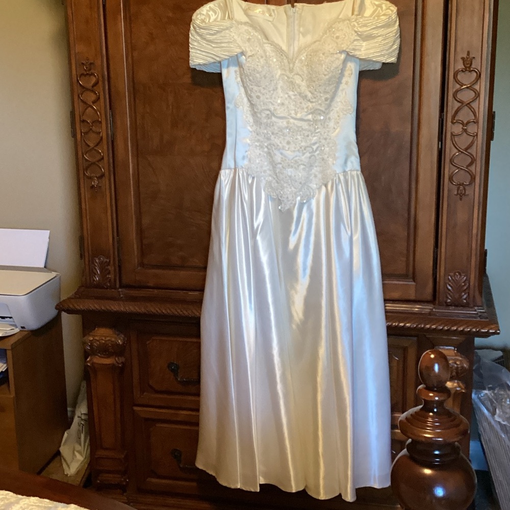Bridal Originals Vintage 80s Ivory Satin Gown